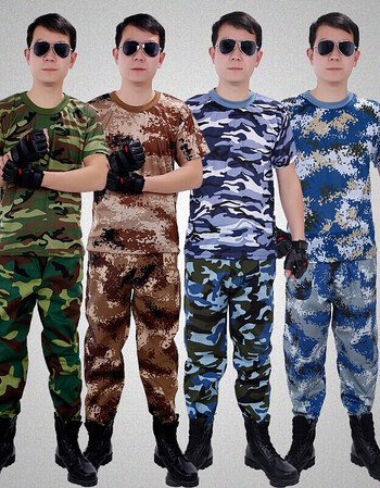夏季短袖迷彩服套装男女户外劳保工作训服学生军训服体能服野战军w 07