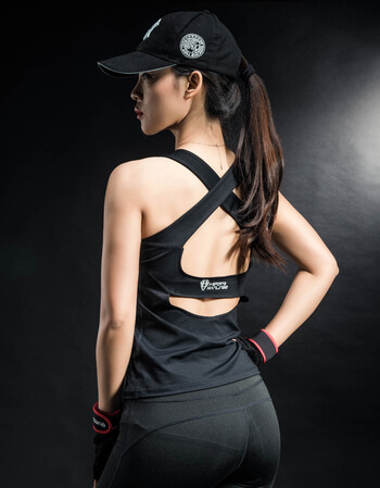 跑步美背运动bra无袖紧身衣身服背心女长款瑜伽上衣夏 黑色 s