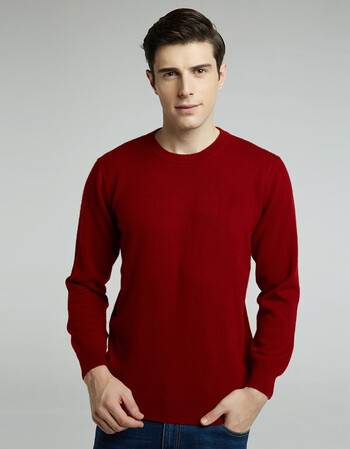 裘荣 山羊绒衫男士圆领针织打底毛衣秋冬新款休闲百搭保暖套头毛衫 ja