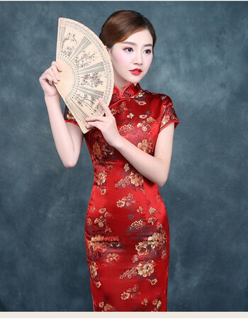 nsy春夏款2017长款女中式新娘敬酒服旗袍裙 红色 xxxxl