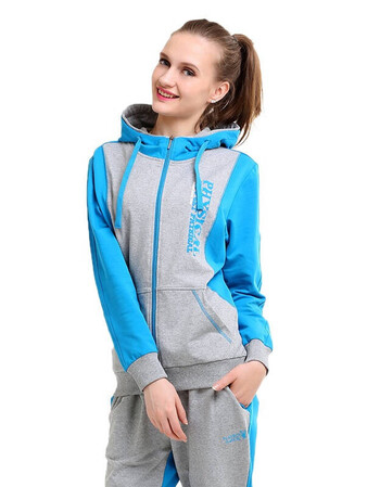 花花公子女款开衫休闲卫衣女士运动服上衣动df51701 湖蓝 s