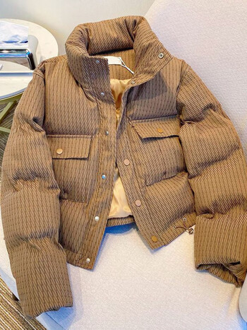 棉服女短款韩版加厚棉衣感休闲棉袄小个子宽松外套潮卡其色休闲保暖s