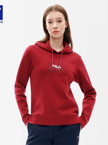 fila斐乐官方女子连帽卫衣2022年春季新款运动针织套头衫女商场同款锈