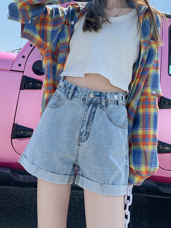 dererty牛仔短裤女夏季薄款高腰字2023年新款超短热裤设计感小众小