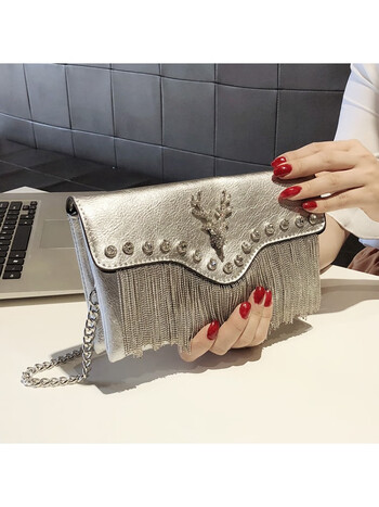 酷奇袋鼠小包包女2023春夏新款流苏手包韩版个性时尚百搭气质手拿包女