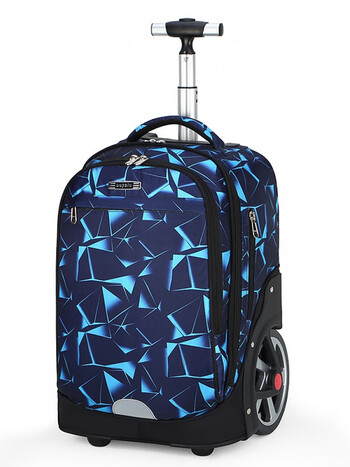 拉杆书包爬楼梯大轮男孩女静音大容量防水双肩背包科技方块背拉两用