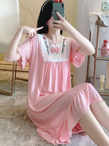 公主风睡裙衣女生夏季ins风短袖睡裙女生高颜值甜美睡衣女连衣裙子
