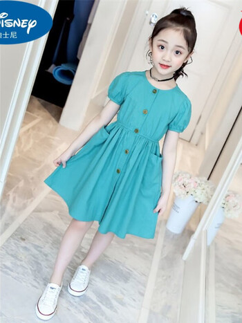 童装女童夏装连衣裙2021新款中大儿童纯棉公主裙小女孩纯色洋气仙女裙