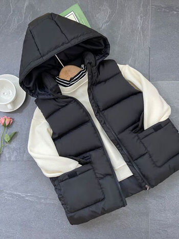 迪士尼disney新品秋冬宝宝保暖连帽羽绒棉马甲男童坎肩女童加绒背心