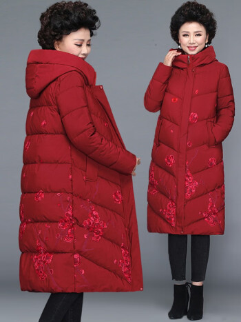 梵花秀中老年女装棉衣女中长款新款棉服中年人胖妈妈装秋冬装外套棉袄