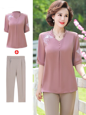 中老年女装夏装短袖女士上衣中年妈妈装衣服夏天服装夏季中年妇女洋气