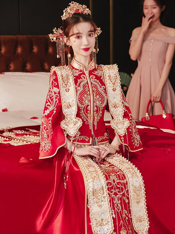 龙曼尼仕秀禾服新娘2022年新款中式改良汉服结婚礼服敬酒服古装嫁衣婚