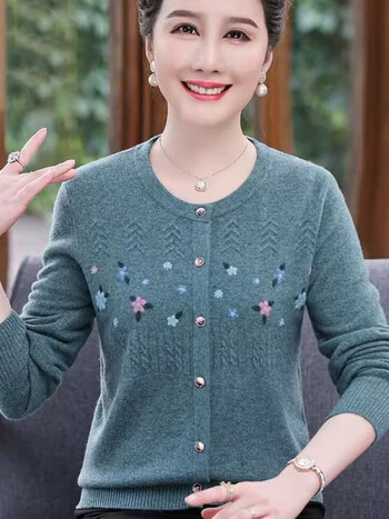 融斤赛兔中毛衣女时尚绣花可机洗羊毛衫外搭开衫洋气装秋冬针织外套