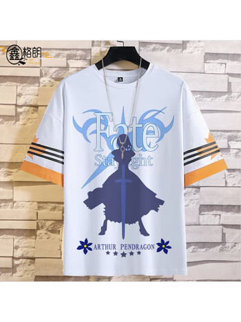鑫格朗fgo咕哒子fate黑贞德saber周边短袖t恤男宽松大