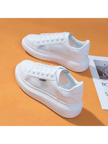 厚底小白鞋女鞋子增高老爹鞋板鞋运动鞋春秋球鞋2023夏季白鞋白色35