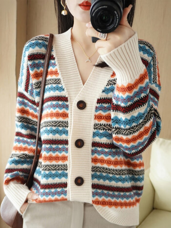 dairalan浣熊绒条纹毛衣小香风外套秋冬季新款慵懒长袖针织开衫上衣女