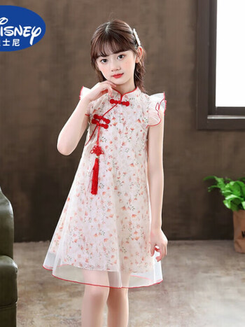 迪士尼儿童衣服女汉服女童旗袍夏装新款儿童中国风古装裙子女孩洋气