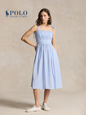 polo ralph lauren 拉夫劳伦 女装 24年夏棉质泡泡纱连衣裙rl25507