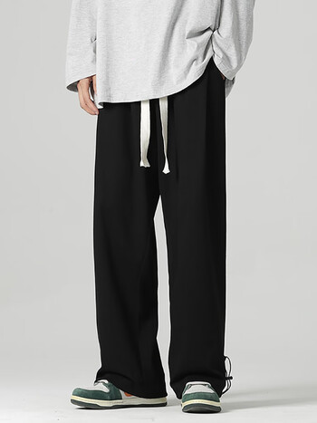 jj裤子男秋季宽松直筒拖地裤百搭阔腿休闲裤男春夏季新款垂感裤子欧美