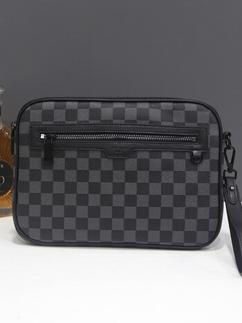 酷奇袋鼠2024新款网红男士大容量手包休闲包男格子手拿包包钱包信封包