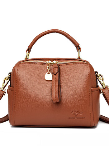 酷奇袋鼠枕头包2023新款时尚软皮手提包女波士顿女包百搭真皮单肩斜挎