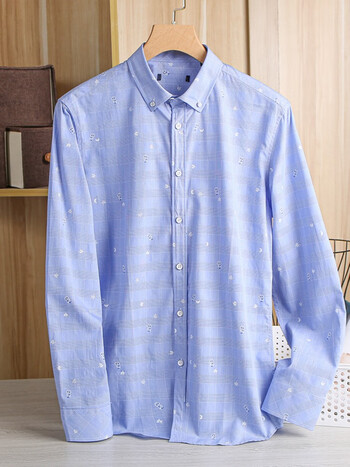 海澜之家自营官方旗舰店aex 四面弹衬衫男长袖男士通勤秋冬猫头鹰印花