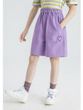 茵曼童装女童短裤夏季外穿2022新款小女孩休闲裤洋气儿童裤子女夏紫色
