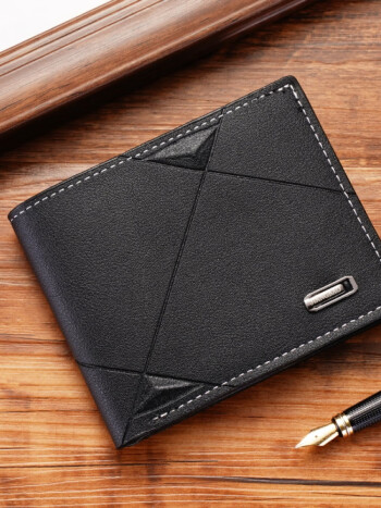 酷奇袋鼠新款男士钱包男短款多卡位时尚休闲钱夹男青年薄款三折横款