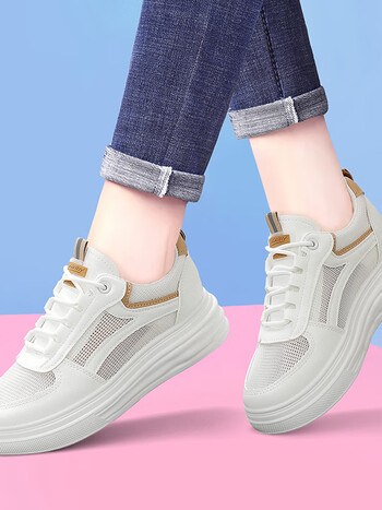 厚底透气鞋子软底轻便休闲板鞋女款 a607卡其色 35【图片 价格 品牌