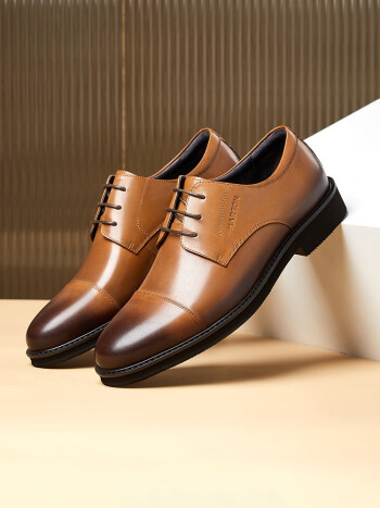 harson哈森商务正装皮鞋男士三接头德比鞋英伦风秋季透气通勤上班鞋子