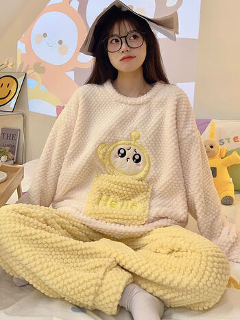 千颂妍少女生秋冬初中学生可爱宽松睡衣冬季蛋仔派对流行睡衣女可爱