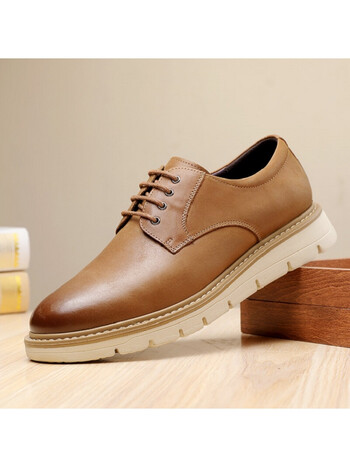时尚潮流新款正装鞋子男士真皮舒适柔软休闲鞋男单鞋wta203263b棕色41