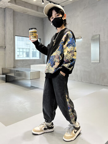 凤倪品牌儿童装男童秋装套装春秋款大童男孩秋季休闲衣服潮酷帅气潮款