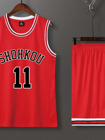 10号球衣流川枫11号篮球服套装男女队服定制印字 流川枫11号红色套装
