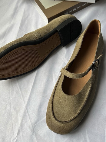 24春夏季真牛皮玛丽珍鞋女的休闲单鞋法式超软低跟复古小皮鞋凉鞋头层