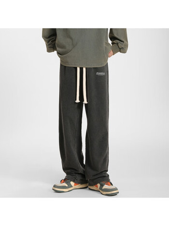 nasalike裤子男春季重磅高街潮牌水洗做旧直筒裤复古宽松休闲卫裤男