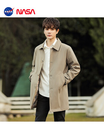 nasa风衣男中长款外套男新款春秋季男士休闲帅气轻熟风潮流翻领大衣
