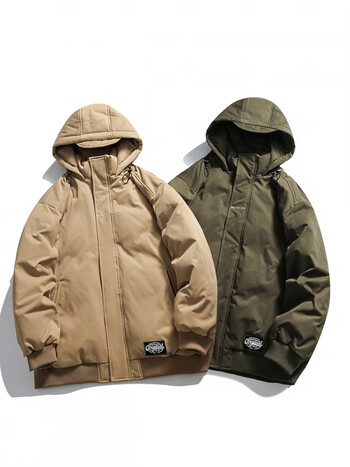 卡思图鲨鱼美式连帽加厚棉衣机能风工装外套潮男冬季宽松棉袄子北方