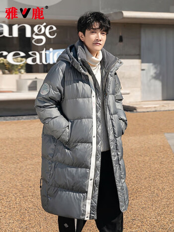 雅鹿羽绒服男中长款羽绒服男款2023新款冬季加绒加厚保暖冬装工装nd
