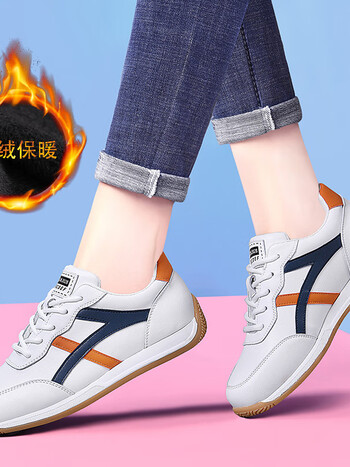 意尔康潮牌运动鞋女款春秋女鞋2023新款阿甘鞋软底真皮女士感小白鞋m5