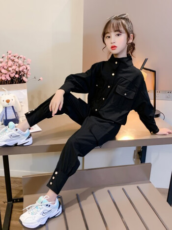 秋季儿童新款时尚女孩中大童蝙蝠衫两件套韩版春秋款615岁潮翠绿色130