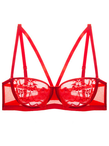 少女美屋半球吊带内衣情调全透明镂空超薄款胸罩纯欲性感文胸火辣半杯