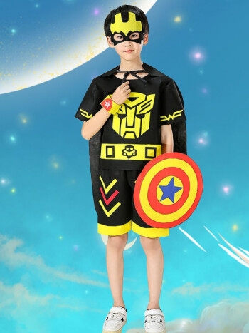 黑造六一儿童节演出服装儿童环保时装秀衣服男童表演服走秀潮服幼儿园