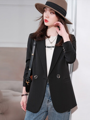 樱芭妮高级感小西装外套女新款春秋季时尚气质职业装正装西服双排扣