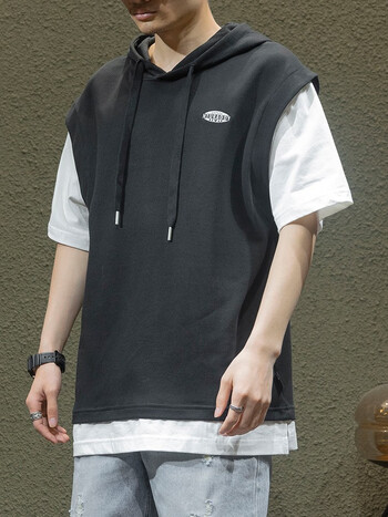件体恤衫加肥加大码胖子带帽中袖半截袖男生夏天短袖卫衣黑色s90115斤