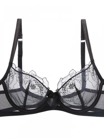 少女美屋法式性感诱惑蕾丝内衣女网纱刺绣透明大胸显小超薄文胸28000p