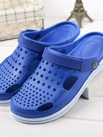 新款韩版洞洞鞋男士沙滩鞋网猪笼半包头凉拖鞋防滑洞洞鞋宝蓝色41码