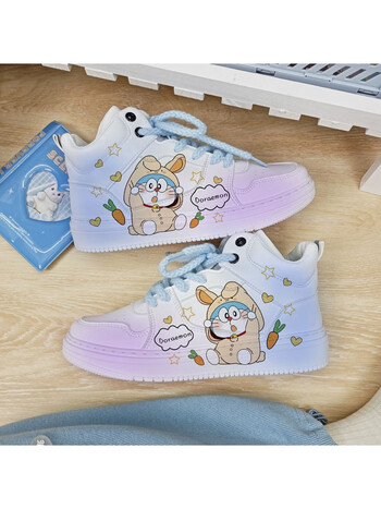 回力ow联名樱花哆啦a梦手绘板鞋子女ins潮小众2023新款休闲小白鞋x786