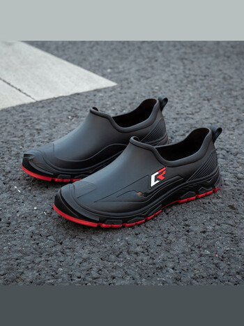 鸿思麟伊hongsilinyi雨鞋短筒男款防滑耐磨赶海钓鱼水鞋男士加绒胶鞋