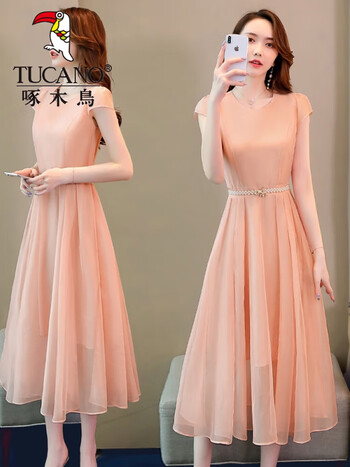 法式真丝连衣裙夏装2024新款收腰名媛气质减龄桑蚕丝裙子夏季女装仙 